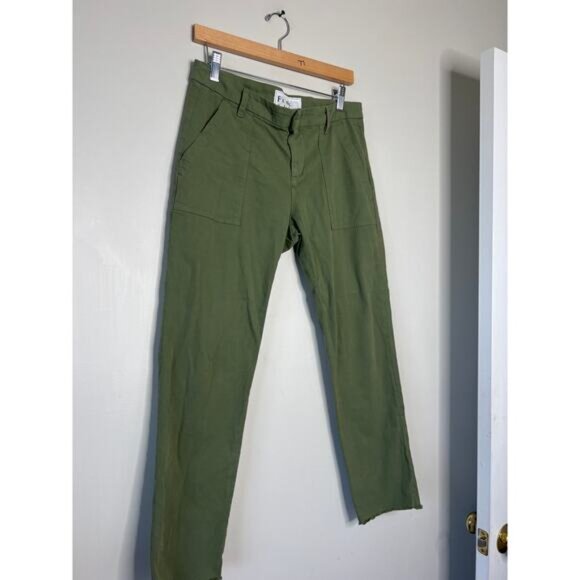 NEW Frank & Eileen Blackrock Utility Frayed Hem Pants Women's Army Size: 6 - Picture 3 of 7